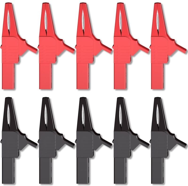 Dolaso - 10er-Pack robuste, vollisolierte, sichere Krokodilklemmen mit 4-mm-Bananenstecker für die elektrische Prüfung v...