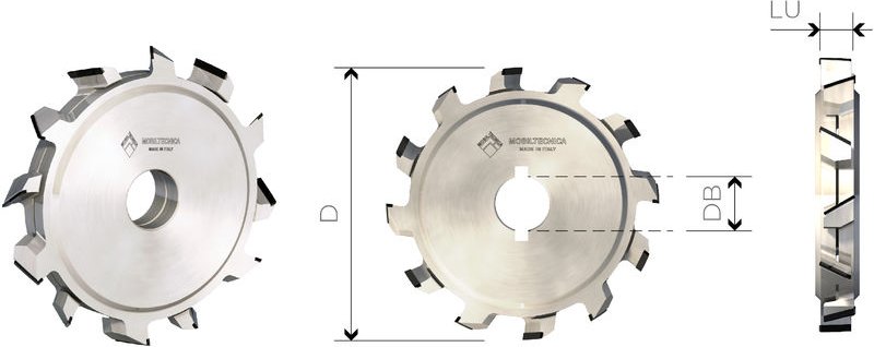 Mtecf030.6 - Einstellbare Schleif-Fräsen Axialität 30° - Mobiltecnica .6d125 Lu30/48 Z3+3 Ztot18 Db30 + 2 Dkn Ax30° Re /...