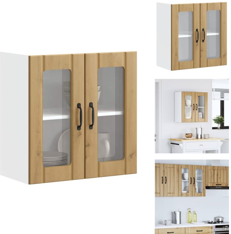 Küchen-Hängeschrank mit Glastür Artisan-Eiche Holzwerkstoff - Küchen-Wandschrank - Küchen-Wandschränke - Wandschrank Küc...