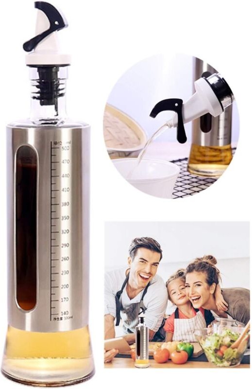 Ölflasche, Öl-/Essigspender, Olivenöl und Essig, Ölflasche aus Glas, Olivenölspender, zum Grillen/Kochen/Salat/Backen/Br...