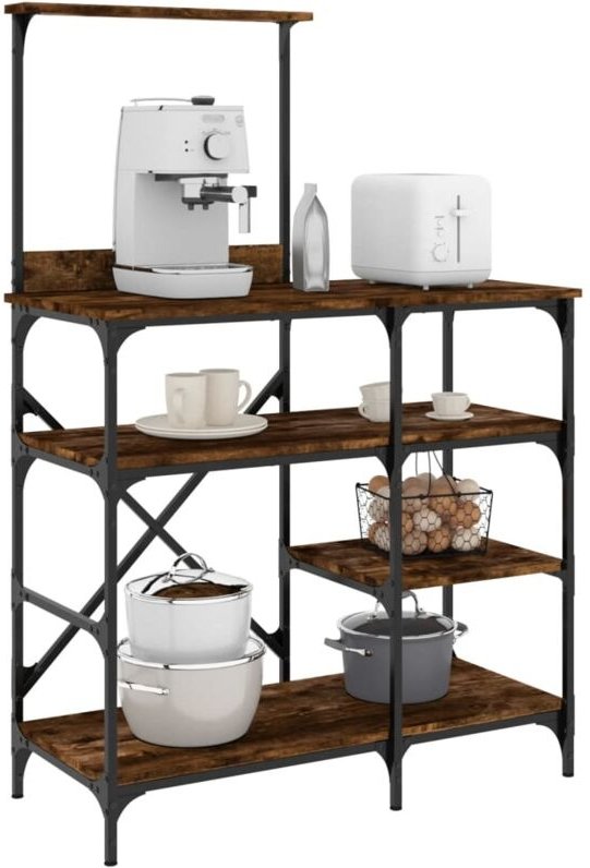 Bäckerregal Räuchereiche 90x40x132 cm Holzwerkstoff und Metall Vidaxl