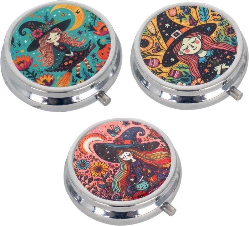 Signes Grimalt - Mehrfarbige Hexen-Pillendose mit Erklärungen – Organizer für Medikamente und Nahrungsergänzungsmittel a...