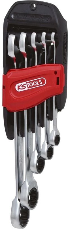 Ks tools Ringratschenschlüssel GEARplus gerade, CrV, Satz 5-teilig 8-19mm