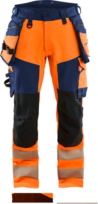 Thumbnail - Hochsichtbarer dehnbarer Arbeitshose 4D 1122 - Orange/Navy L - FR(46) - SE(C52) - Lang