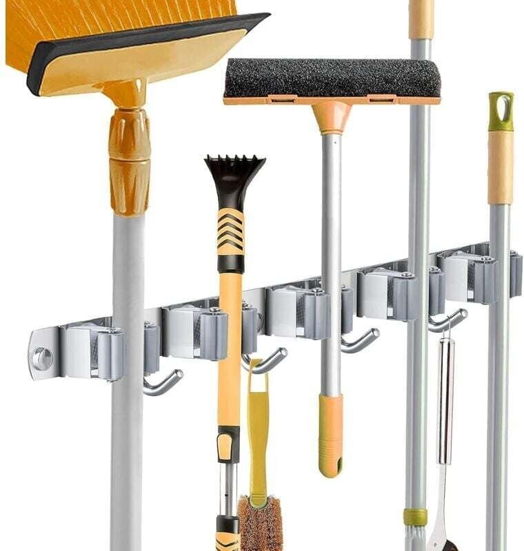 Besenhalter zur Wandmontage, Besenhalter aus Edelstahl, Aufbewahrungsregal für Küche, Waschküche, Garagenorganisation (5...