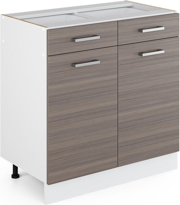 Unterschrank R-Line, Grau, 80 cm mit Schubladen und Türen, ohne Arbeitsplatte Vicco