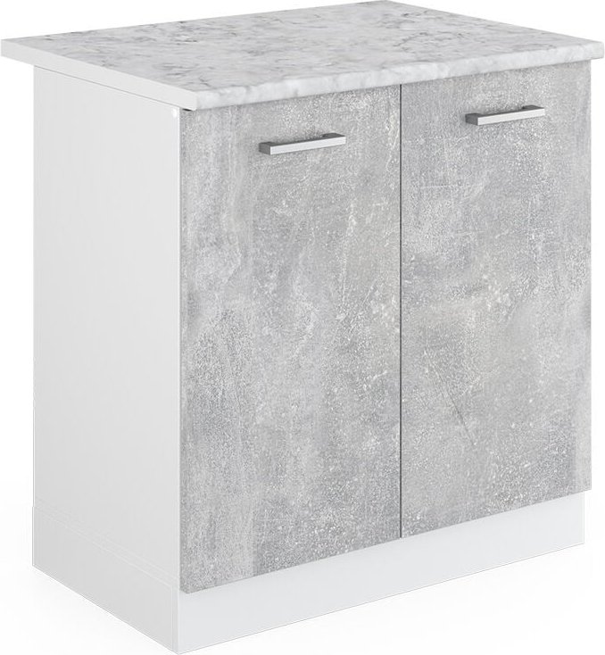 Vicco - Spülenunterschrank R-Line, Beton, 80 cm mit Türen, mit Arbeitsplatte