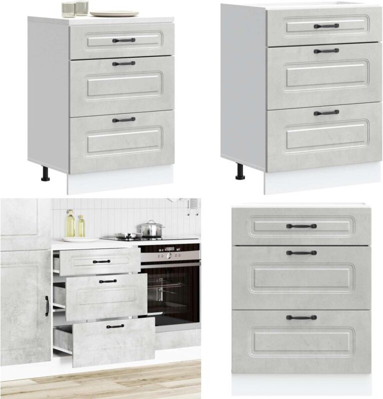 Küchenunterschrank Kalmar Betongrau Holzwerkstoff - Vidaxl