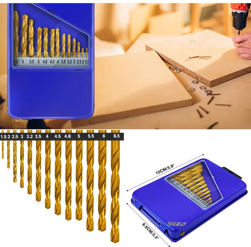 Dayplus - 13tlg Extra Lang Metallbohrer ø 1.5-6mm Spiralbohrer Stahlbohrer hss Bohrer-Set