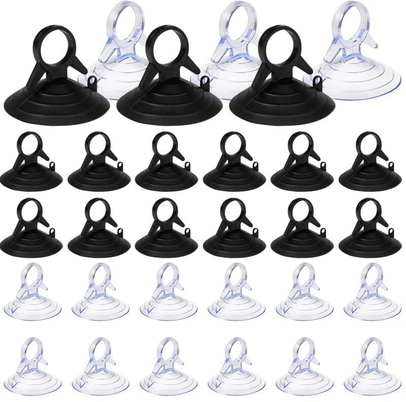 Aougo - 60 Stück Sonnenschutz-Saugnapf, 45 mm Saugnapf ohne Haken, Saugnapf aus pvc, Mini-Saugnapf, transparent und schw...