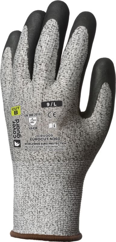 Satz mit 5 - EUROCUT N360 Schnittschutzhandschuhe - Schwarz Größe 10