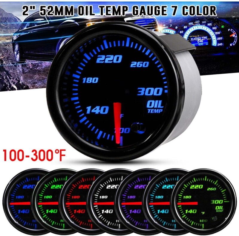 Thumbnail - Universal 2 "52mm Öl Temperatur Gauge 7 Farben LED Display Digital Aluminium Auto Meter