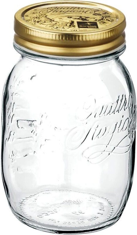 Bormioli Rocco - Quattro Stagioni 12 Stück, Inhalt 500 ml, mit Deckel goldfarben