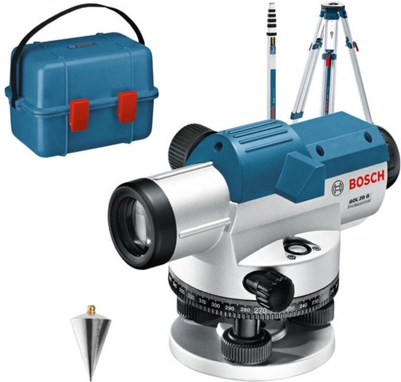Bosch Optisches Nivelliergerät gol 20 g mit Baustativ bt 160, Messstab gr 500 - Bosch Professional
