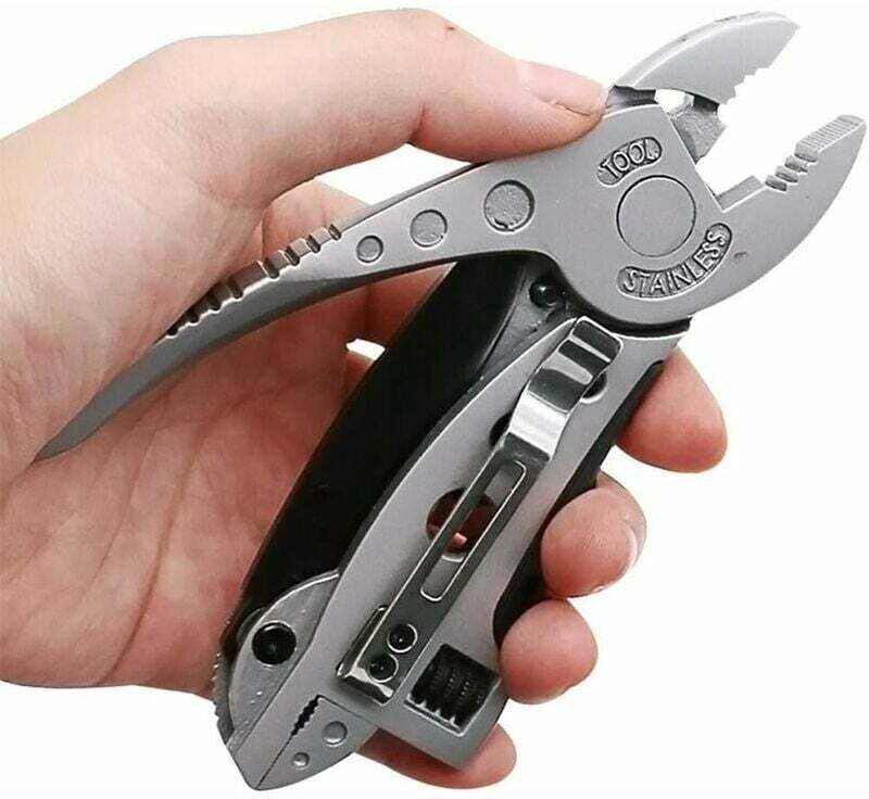 Ahlsen Multifunktionaler Camping-Außenschlüssel, verstellbarer Schraubendreher, Zange, Taschen-Multitool