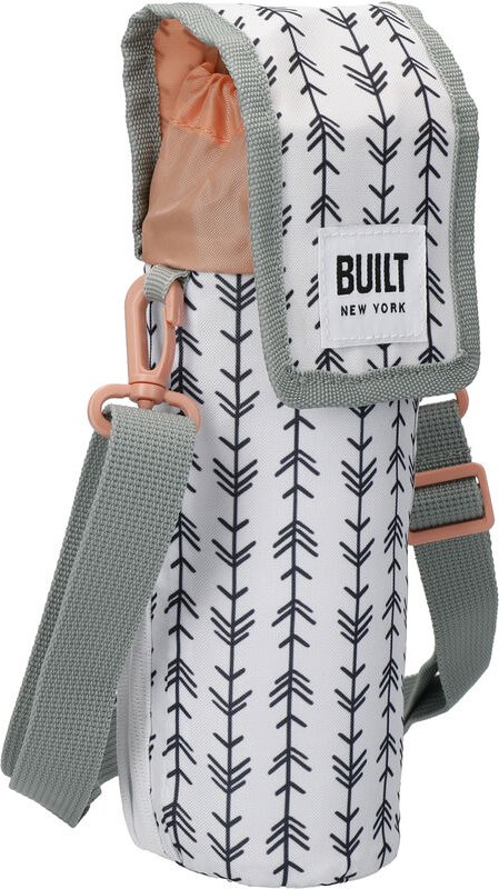BUILT Flaschentasche mit Griffen 100% Polyester und lebensmittelechtes PEVA 9 x 11 x 25cm Design 'Belle Vie' White
