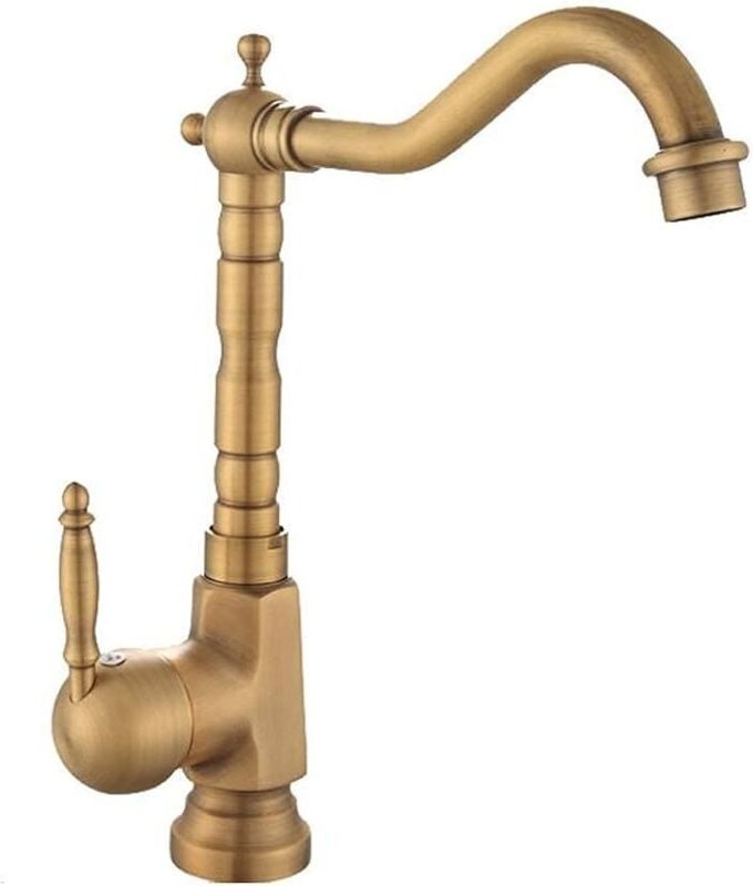 Thumbnail - Spültischarmatur, antiker Messing-Wasserhahn, Retro-Küchenarmaturen für heiße und kalte Speisen, grün-bronzefarbene Bade...