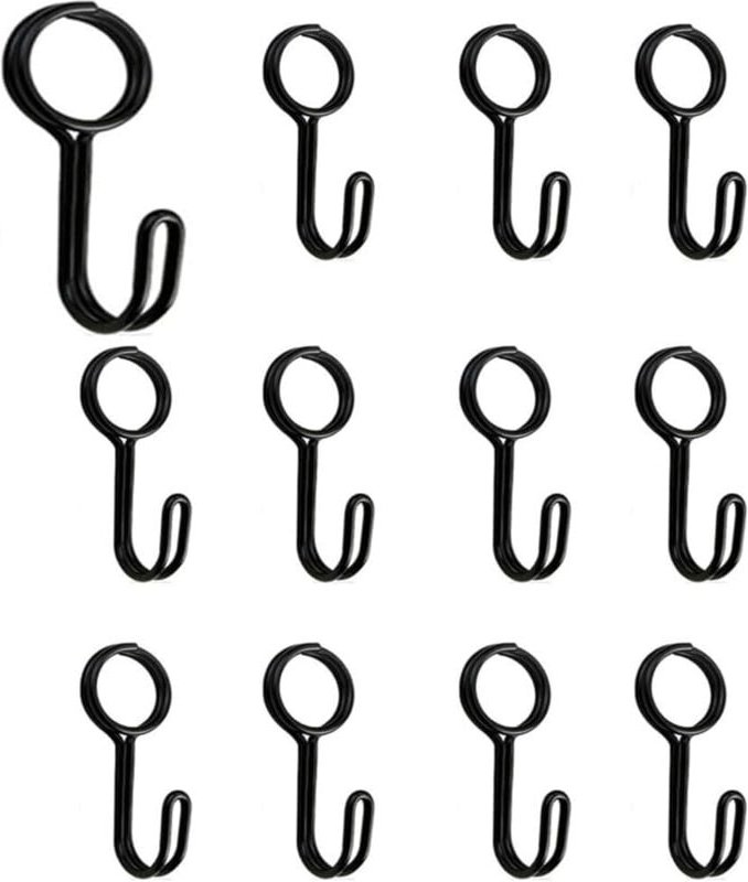 12er Pack Spiralhaken mit Öse - Universalhaken - für Anhänger, Plane, Boot, Motorrad, Fahrrad - Schwarz