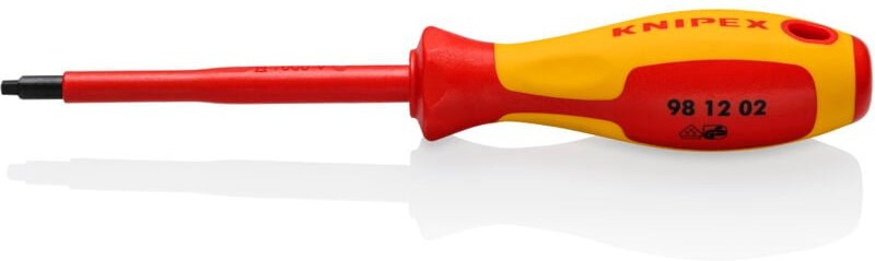 Knipex - 98 12 02 Schraubendreher für Robertsonschrauben R2 isoliert mit Mehrkomponenten-Hüllen, VDE-geprüft brüniert 21...