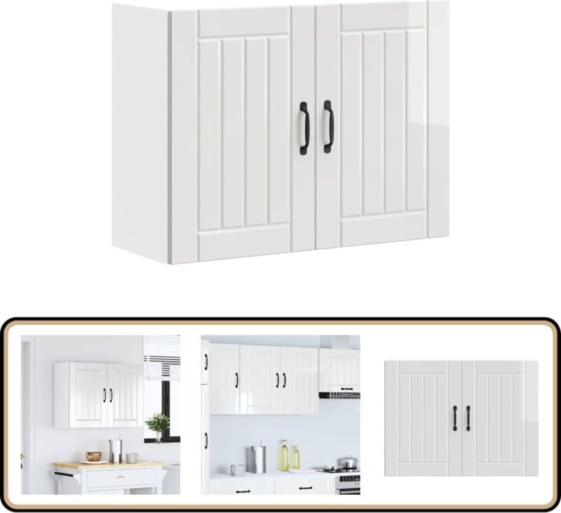 Küchen-Hängeschrank Lucca Hochglanz-Weiß Holzwerkstoff - Vidaxl