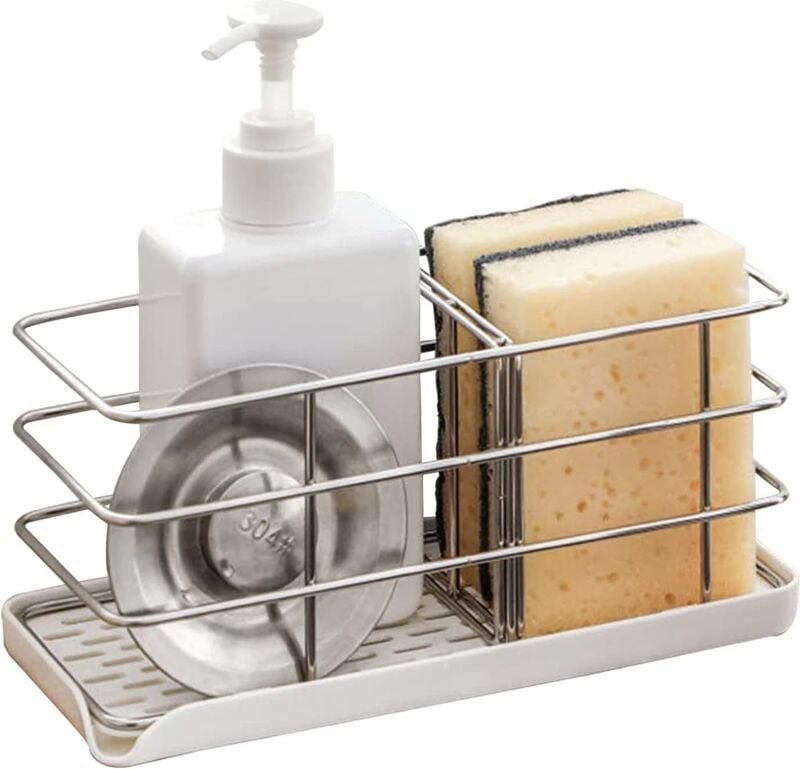 Spülbecken-Organizer, Küchen-Organizer, Schwammhalter mit Abtropfschale, Küchenspülen-Organizer aus Edelstahl