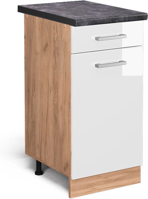 Vicco - Küchenunterschrank R-Line, Weiß Hochglanz, 40 cm , ap Anthrazit