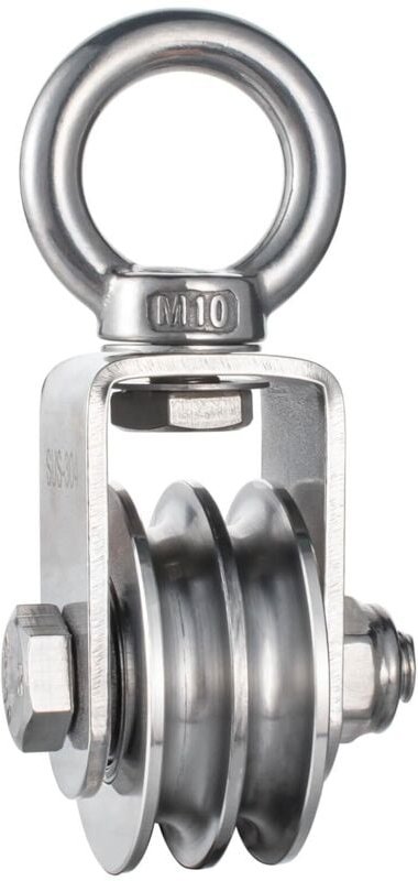 Edelstahl Doppelrolle mit Kugellager - 1100 lb Tragkraft für Flaschenzug und Hebesysteme - Drehbare Umlenkrolle mit Seil...