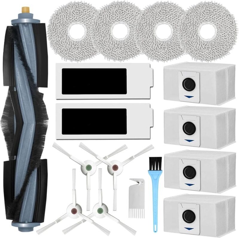 Zubehör für Ecovacs Deebot T20 Omni / T20 e Omni Staubsauger, 1 Hauptbürste, 4 Seitenbürsten, 4 Mopps, 2 Filter, 4 Beute...
