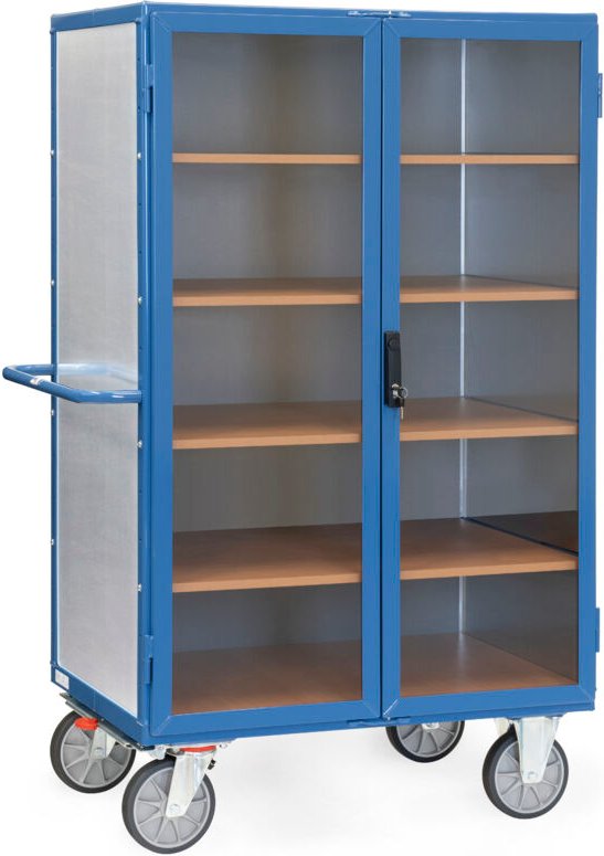 Fetra Kastenwagen 750 kg Tragkraft aus verzinktem Stahlblech, Flügeltür mit transparenter Füllung, verschließbar 1000x68...