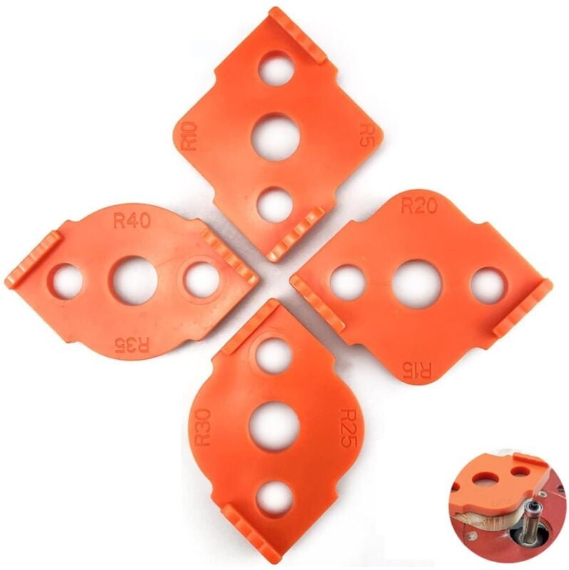 Bluedeer - 4 Stück Frässchablonen für Oberfräse, Radius Jig Router Templates für Handkantentrimmer, Graviermaschine, Hol...