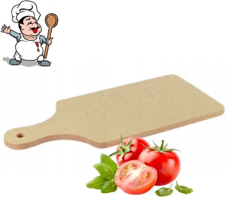 Küchenschneidebrett aus Holz 13x30cm MIT BUCHENGRIFF, HERGESTELLT IN POLEN