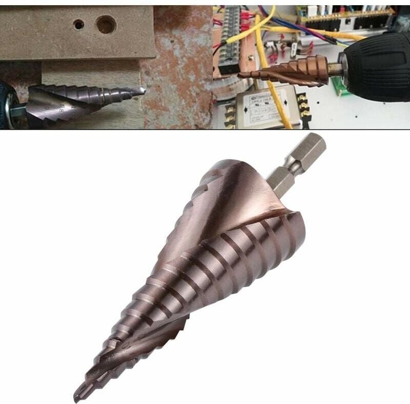 Aiperq - M35 Kobalt-Stufenbohrer mit Spiralnut – 1/4-Zoll-Sechskantgriff – 15 Größen – 432 mm Stufenbohrer, Schnellarbei...