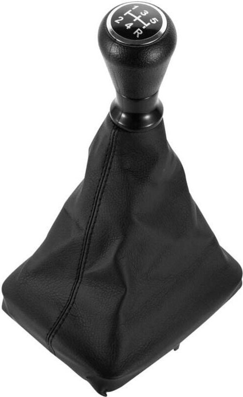 Leder-Schaltknauf mit Manschette für Peugeot 206 und 406 (Schwarz, 14 x 11 x 23 cm) - KZQ