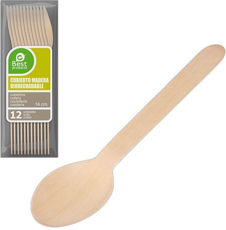 Beutel mit 12 Holzlöffeln, 16 cm, Beste Produkte, Grün