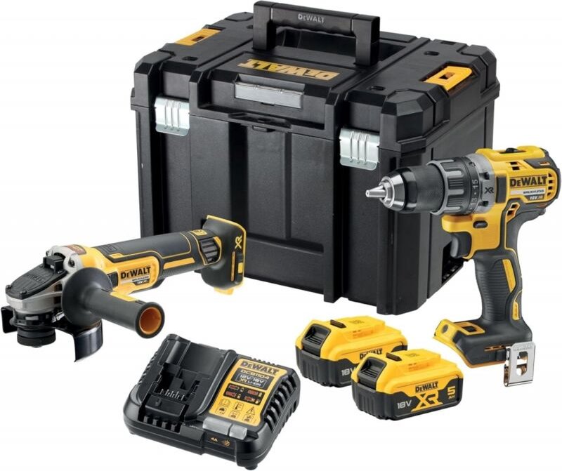 Dewalt - Werkzeuge - 18V Akku-Bohrschrauber und Winkelschleifer Set, 2x 5,0 Ah xr Akku, Ladegerät DCK2020P2T