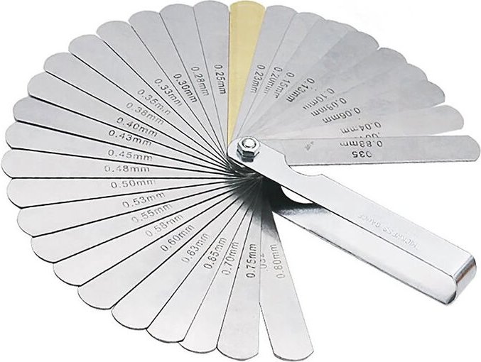 Sollbry - Fühlerlehre, 32-Blatt-Ventilscheibensatz aus Edelstahl, metrische/imperiale Markierung, zum Messen der Spaltbr...
