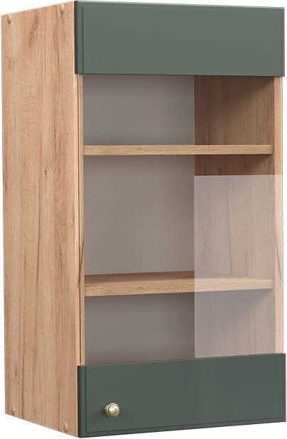 Vicco - Küchenglasschrank Fame-Line, Grün-Gold Landhaus, 40 cm