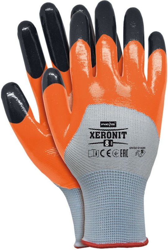 Arbeitshandschuhe mit Nitril - Beschichtung 7 orange