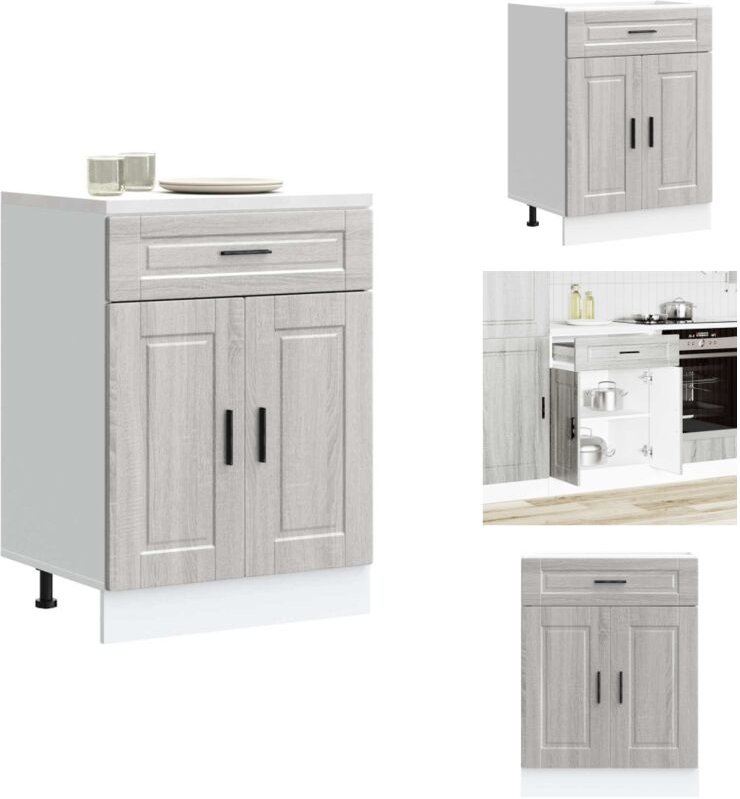 Küchenunterschrank Porto Grau Sonoma Holzwerkstoff - Küchenunterschrank - Küchenunterschränke - Spülenunterschrank - Unt...