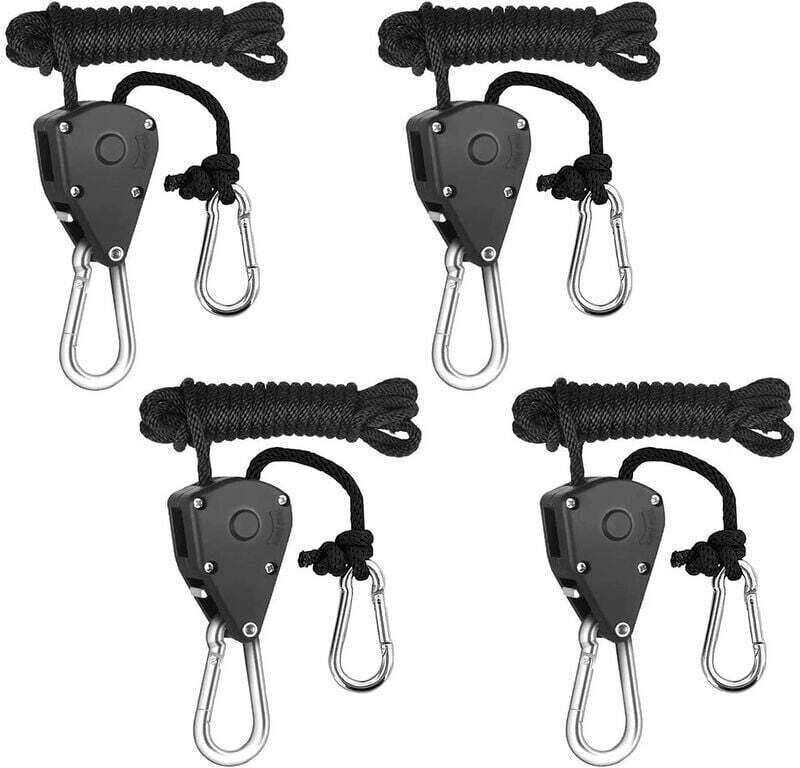 XVX - 4-teilige Hochleistungs-Ratschenrolle zum Aufhängen von Seilen, verstellbare Rolle zum Anheben von Lanyard-Seilhak...