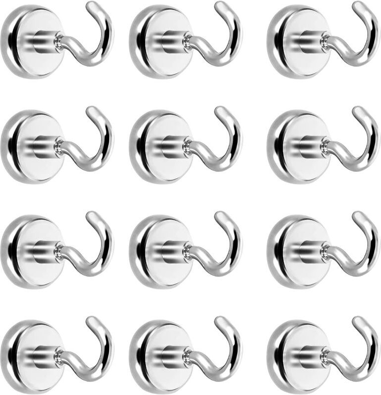 Magnethaken, Magnethaken, starker Neodym-Magnet 5,5 kg Zugkraft (12er Pack)