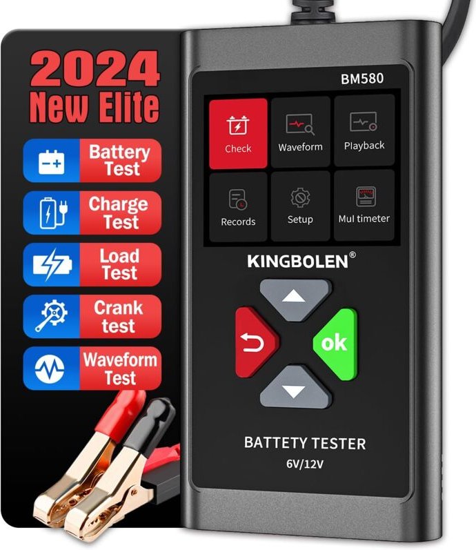 BM580 12-V-Autobatterietester, 100–2000 CCA Autobatterieanalysator Autolichtmaschinentester Motorrad ATV SUV Boot Ladest...