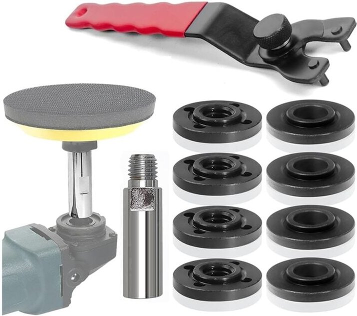 Thumbnail - 8-teiliges 5/8-Zoll-11-Flanschmuttern-Set, Winkelschleifer-Verlängerungswellenverbinder mit verstellbarem Schraubenschlü...