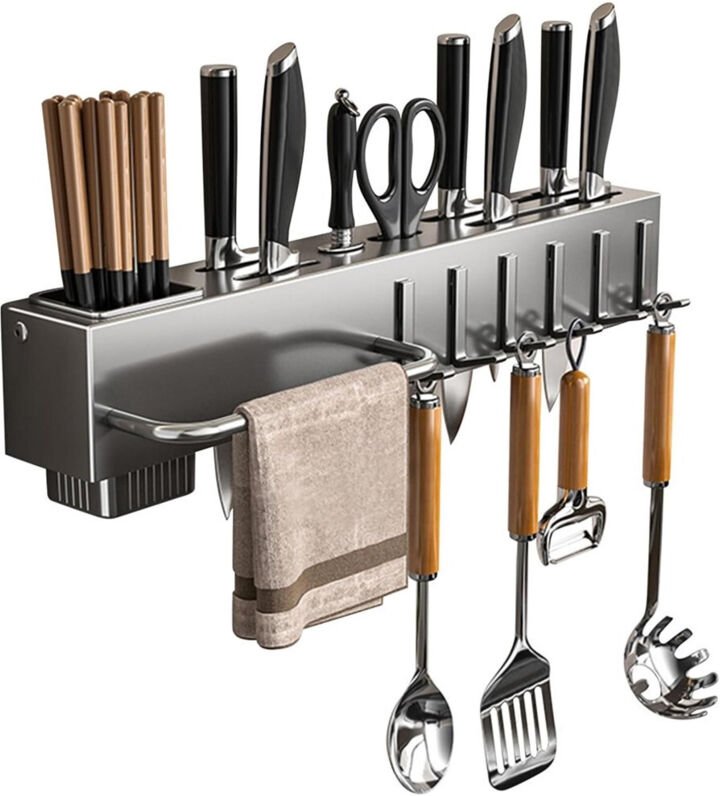 Trade Shop Traesio - Trade Shop - Utensilienhalter mit 6 selbstklebenden Haken, Schöpflöffelhalter, Messerhalter, Küchen...