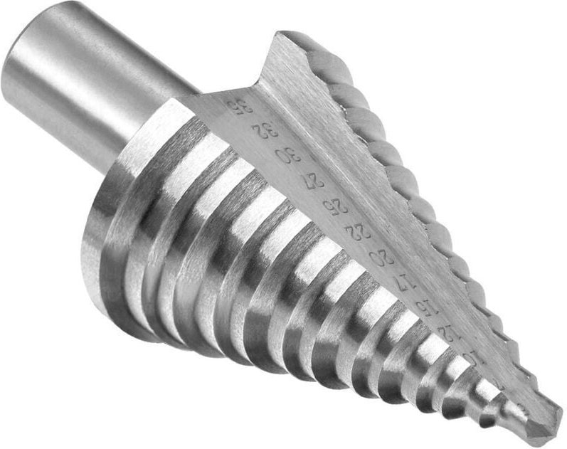 Thumbnail - Odipie - Senkerbohrer, HSS-Stufenbohrer, Doppelschlitz, konischer Senkerbohrer, 5–35 mm, 13 Stufen, runder Schaft, Stufe...