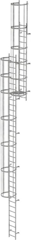 Günzburger Steigtechnik - mehrzügige Steigleiter mit Rückenschutz (Notleiter) Aluminium blank 12,96 m - 510235