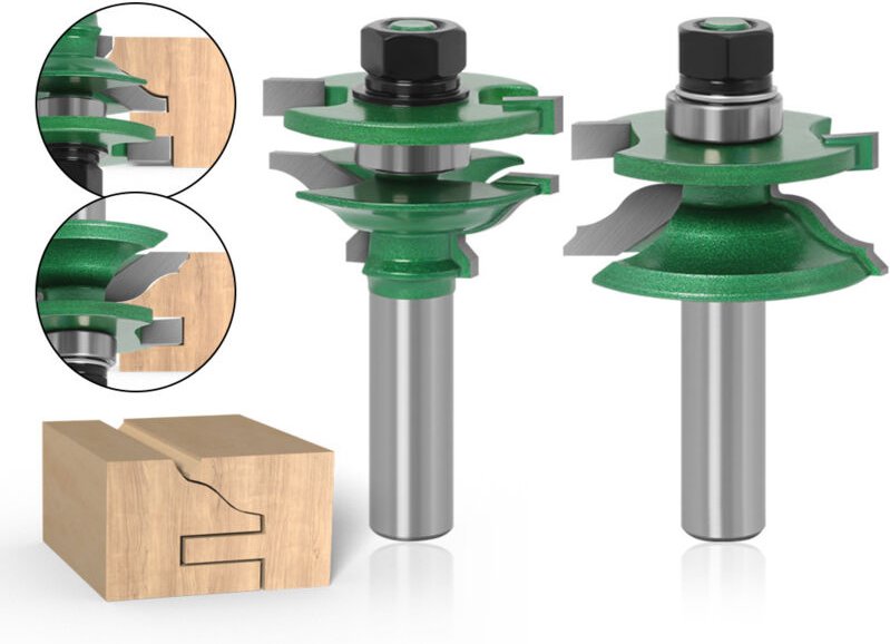 2-teiliges Türplattenfräser-Set, 12-mm-Griff, für Zapfenlöcher, Holzbearbeitung, Nuten und Schlitze, Schrankschienen, Ge...
