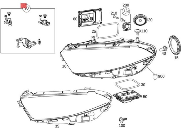 Tlily - Reparatursatz für Scheinwerferhalterung auf der rechten Seite, A1778201801, für eine CLA-Klasse W177 W118 2018–2...