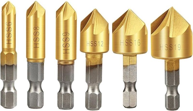 Fitags - Stück Holzfräser, 90° HSS-Senker, Hartmetall-Senker, 6 mm, 8 mm, 9 mm, 12 mm, 16 mm, 19 mm