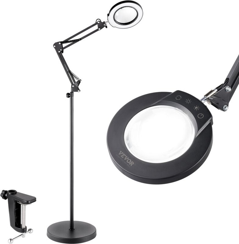 Bodenlupe Standlupe 5-fache Standlupe mit Licht, höhenverstellbare Standlupe mit Licht, 3-in-1-LED 5 Farben mit stufenlo...